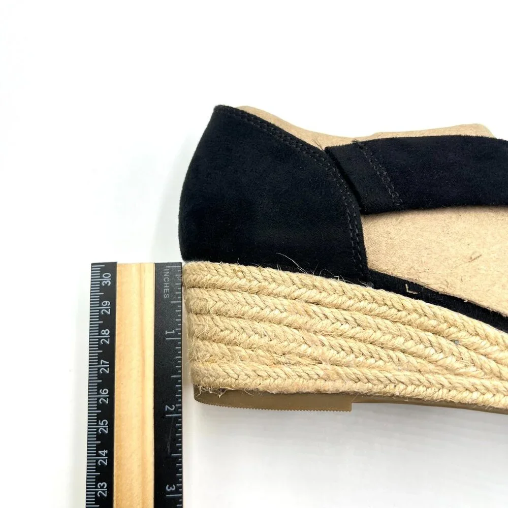 Lifestride Womens Size 6.5 Siesta Black Espadrilles Wedges Sandals‎ Shoes